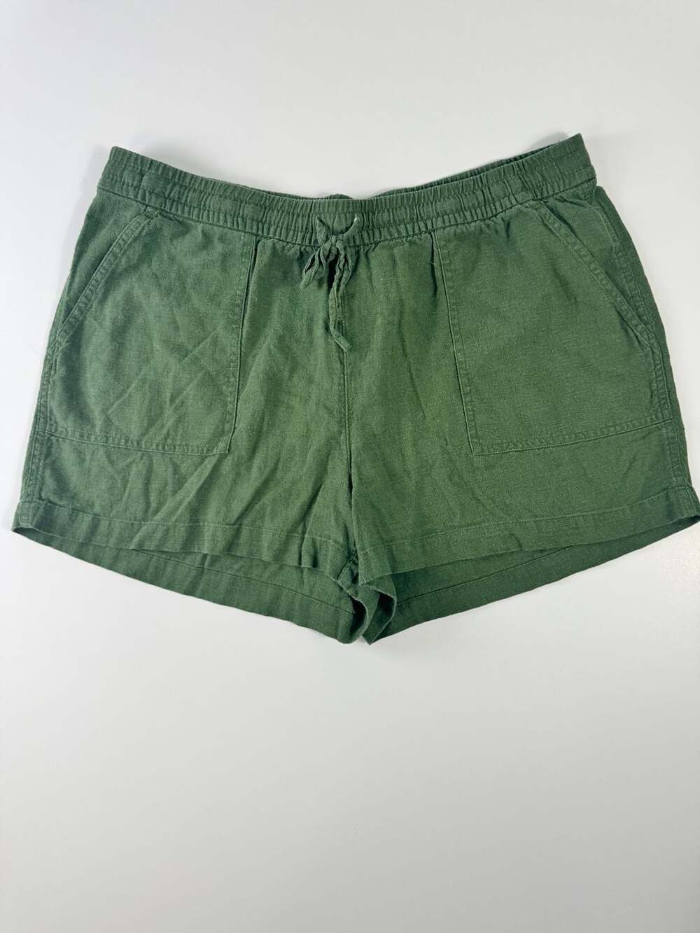 J.Crew Women's Olive Green Linen-Blend Drawstring Pull-On Shorts